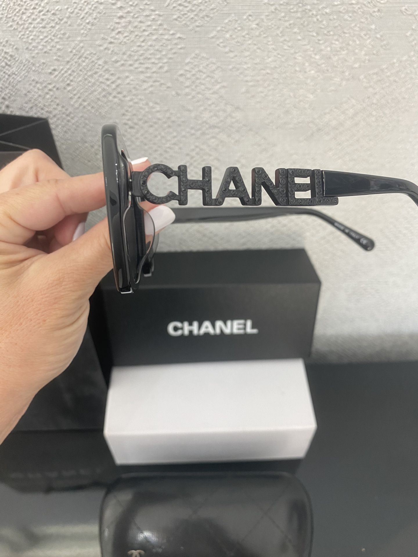 New! Designer Cha nel Black Square Sunglasses 