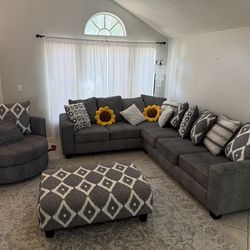 L sectional sofa corner sectional couch ,ottoman Set