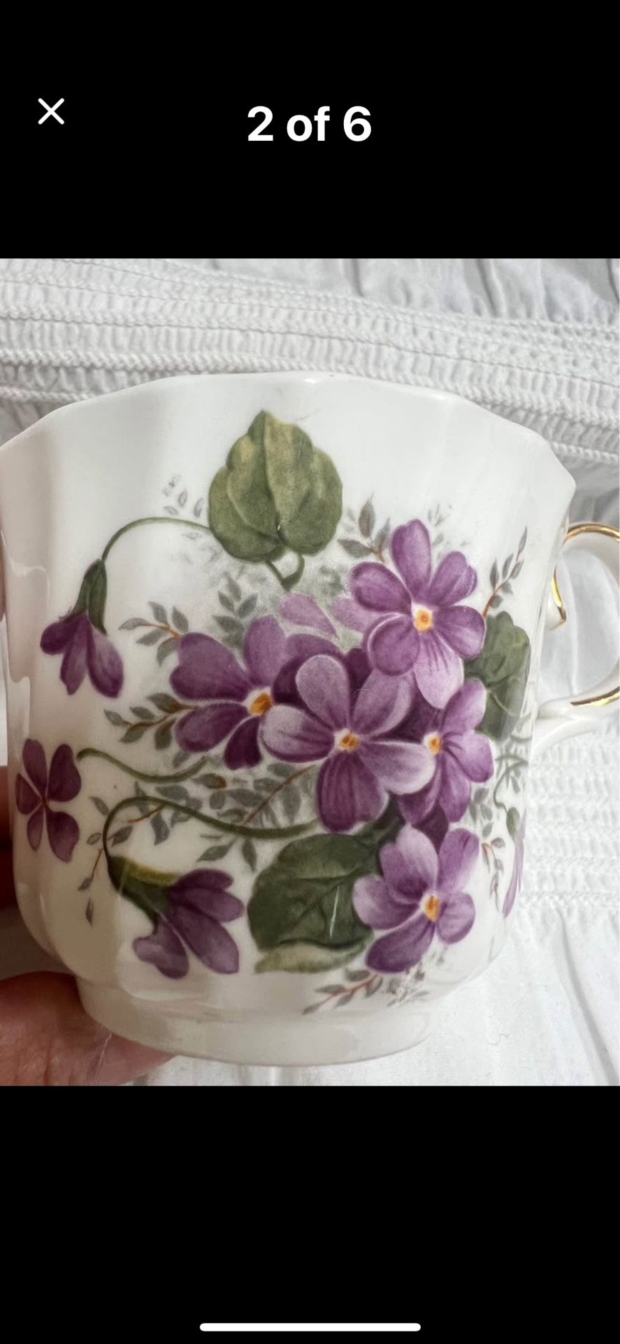 VTG Regency English Bone China Purple Floral tea cup(only) gold tone trim