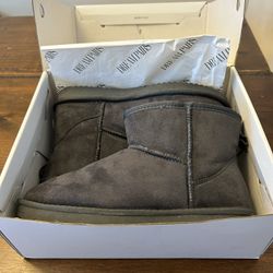 DREAM PAIRS Women's Winter Warm Snow Boots Classic Slip On Ankle Snow Boots GREY Size 8