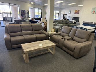 Power reclining sofa and loveseat set
