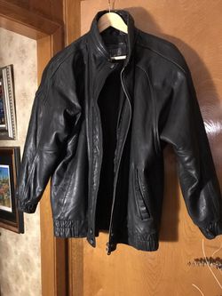 Black leather jacket, size Large