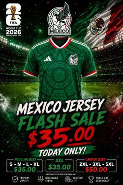 Mexico jerseys Flash sale today only! Green and white small to 2xl only!