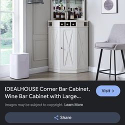 Corner Wood White Bar Cabinet