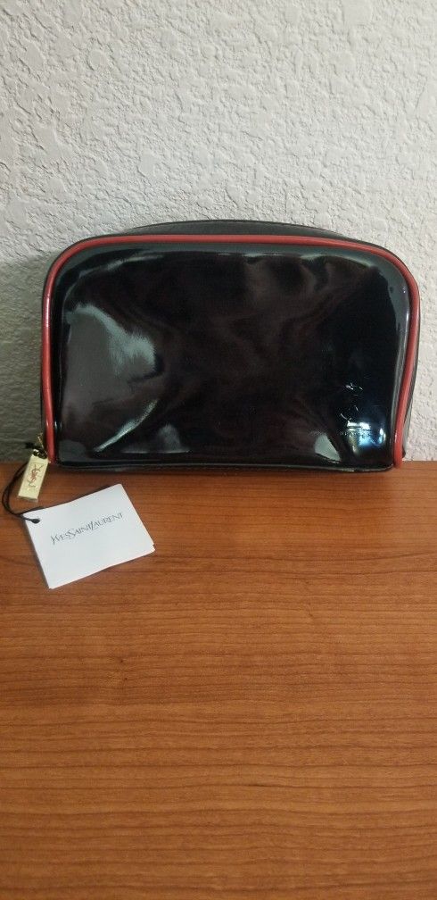 *YSL* Yves Saint Laurent Beaute Black Patten Leather Make-up/Toiletry Bag