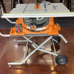 RIDGID R4510 10inch (254 mm) HEAVY DUTY PORTABLE SAW WITH STAND AND WHEELS. (PRICE FIRM NO OFFERS)