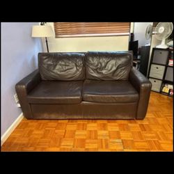 Brown American Leather Queen Pullout Couch
