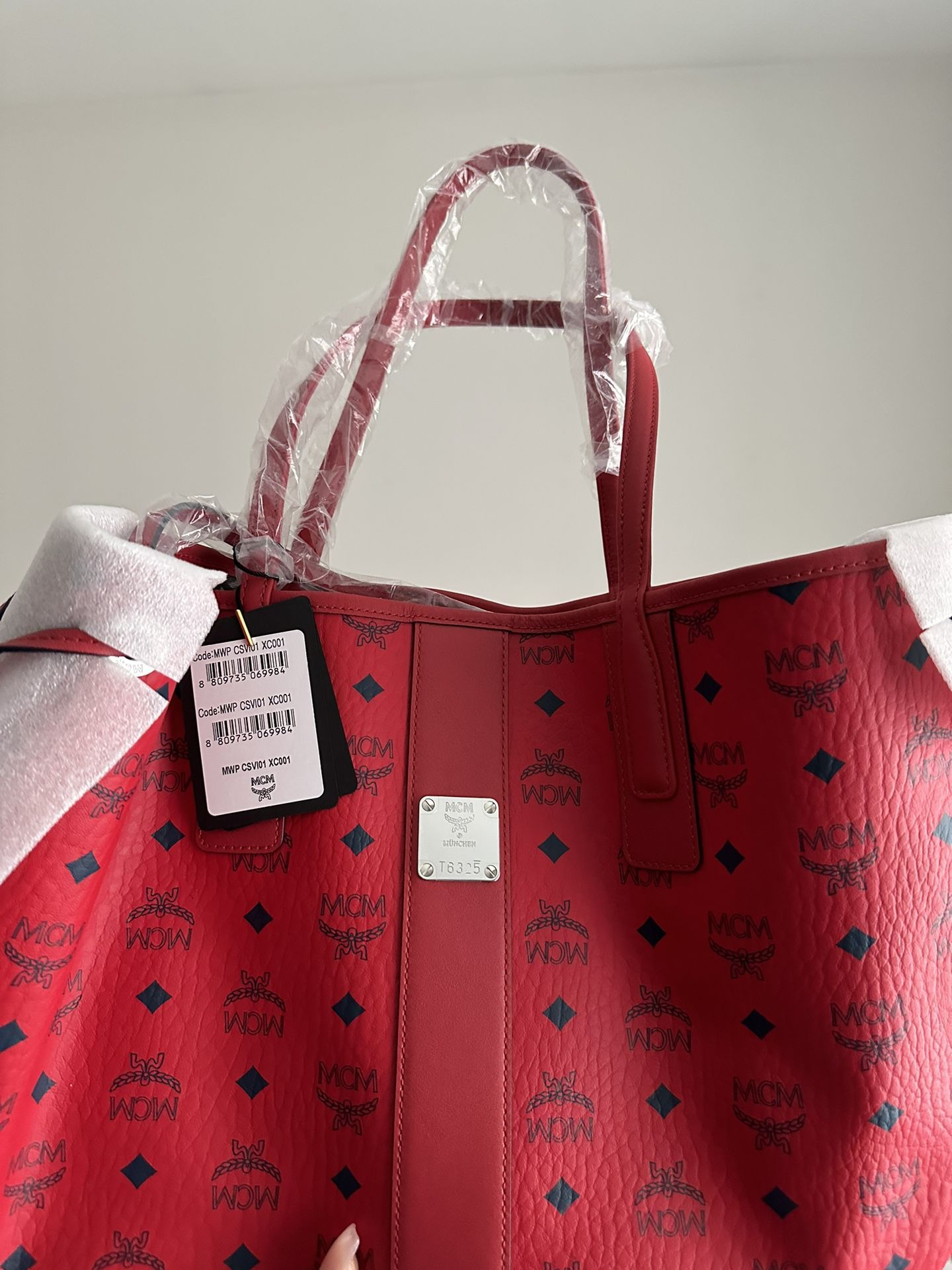 MCM Liz Reversible Tote in Red Leather 
