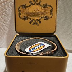 NEW  FOSSIL BROWN GENUINE LEATHER WATCH STRAP  WITH STAINLESS STEEL HARDWARE 