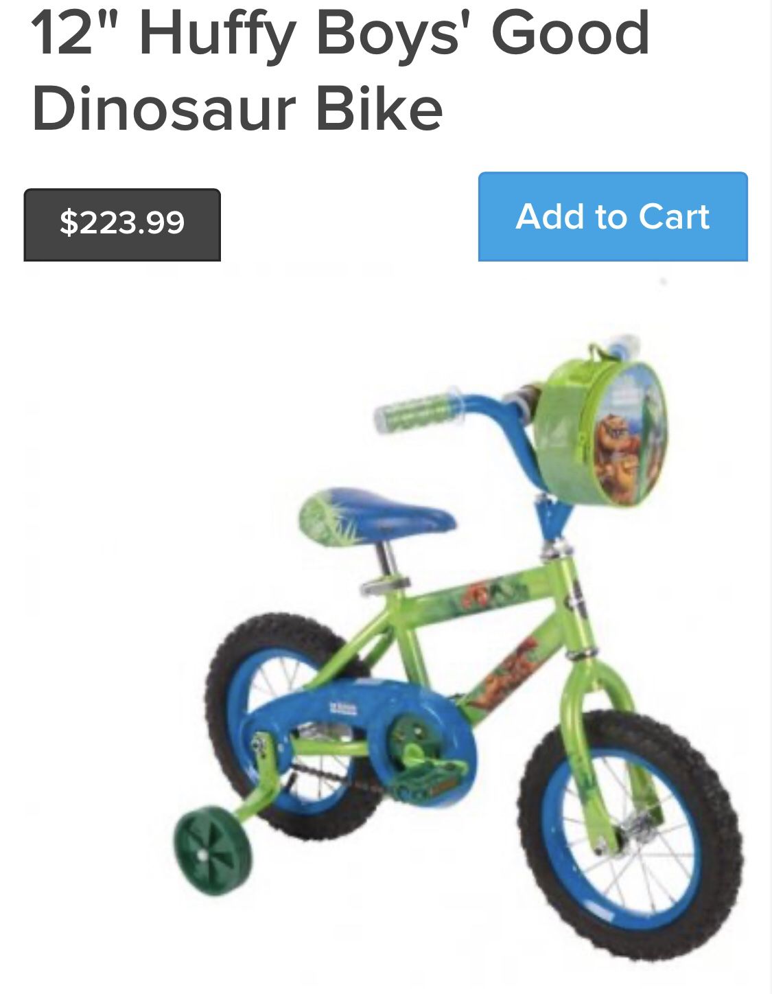 12 1/2” Dino Bike For Toddler