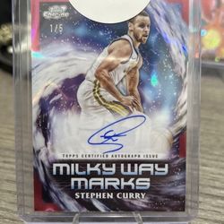 Stephen Curry 1/5 Topps Cosmic Chrome Milky Way Marks Red Flare Auto GEM