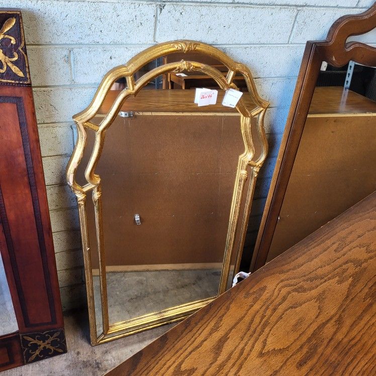 Gold, Vintage, Distressed Wall-mount Vanity Mirror