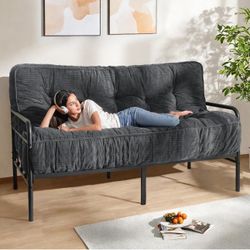 MAXYOYO 8" Futon Mattress Full Size, Tufted Futon Sleeper Sofa Bed, Floor Mattress for Adults, Shredded Foam Filling, Dark Grey