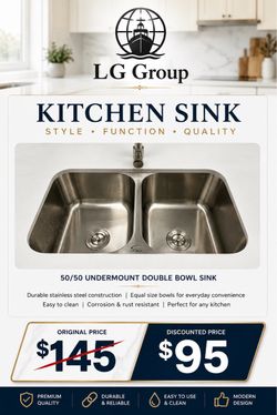 BRAND NEW 50/50 UNDERMOUNT KITCHEN SINK - ONLY $95!