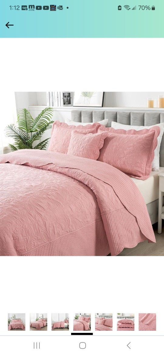HoneiLife California King Quilt - Oversized King Bedspreads 128x120, 4-Piece Cal King Quilt Sets,Rustic Bedding Sets King Size,Reversible Coverlets Li