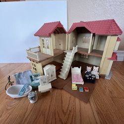 Red Roof Country Home Calico Critters Sylvanian Families Lights Work! Epoch