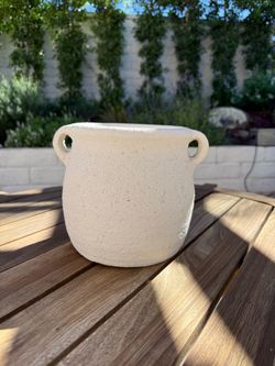 Studio McGee - White Textured Ceramic Planter with Handles