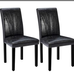 Upholstered Dining Chairs Set Of 2, Modern PU Leather Dinning  chairs - Black