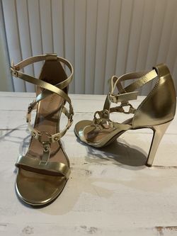 Gold Heels With Multi Straps Size 8 1/2