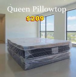 Queen Pillow Top Mattress Set $209 | Brand New