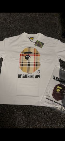 White Burberry Bathing Ape Shirt size medium
