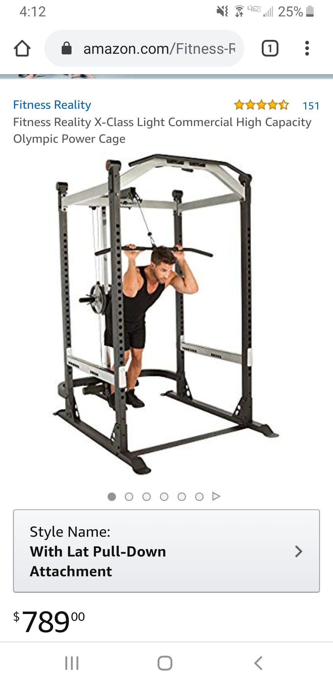 Fitness reality x class light commercial Olympic power cage with latpulldown and weight storage only.