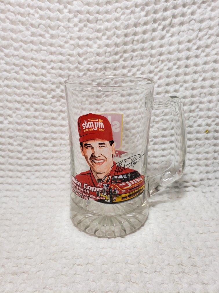 Vintage Slim Jim Racing Team Collectors Edition Beer Mug  Busch Series Rookie 1998. Good condition and smoke free home.  Measures 6 3/4" tall ,  top o