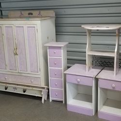 VINTAGE 7 Piece S.J. Bailey & Sons Inc. "Mastercraft" Antique Solid Pine Furniture Set 