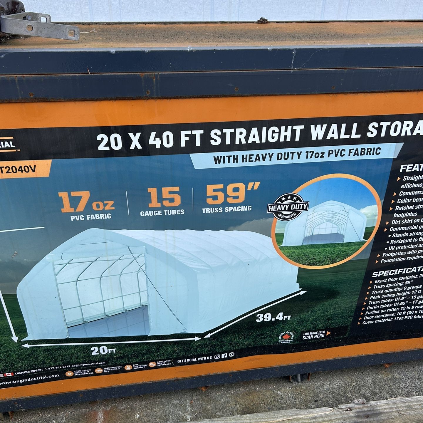 20 X 40 Straight Wall Storage Shelter