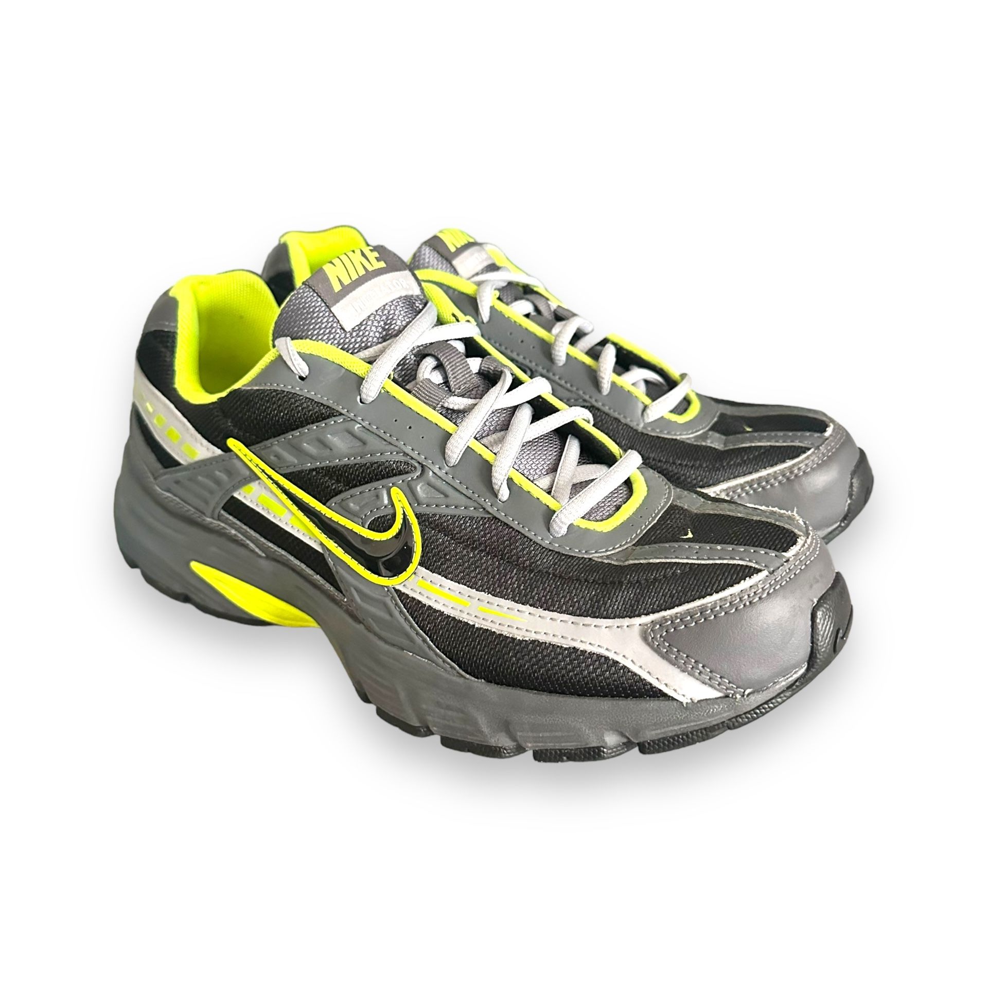 Nike Initiator Running Shoes Mens 9 Black Gray Neon Green Comfort Sneakers