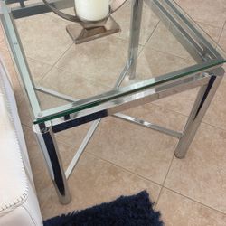 Glass And Stainless Steel End Table