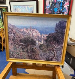 Claude Monet "View of Bordighera" Framed Canvas Print - Impressionist Wall Art, 1 ft 7 in W × 2 ft 3