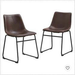 120 d2#5 Set of 2 Faux Leather Dining Chairs Brown - Saracina Home