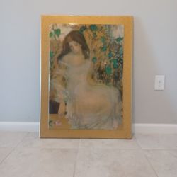 Summer Impressions - Framed pink lady gold leaf floral poster