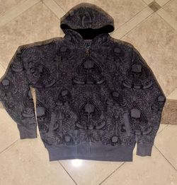 Elixir Skull Y2K Affliction Cross Bone Skull Zipper Hoodie XL Skater, Boarder