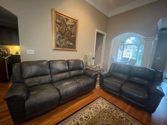 Genuine leather sofa and love seat with power reclining