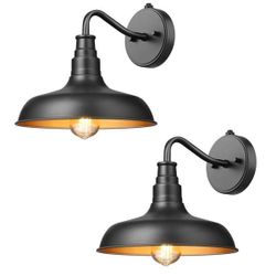 10.7 in. Black Dusk to Dawn Outdoor Hardwired Wall Lantern Scone with No Bulbs Included(2-Pack)