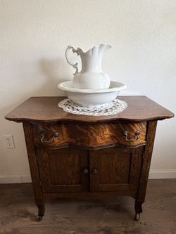 Antique Oak Washstand - Dry Sink