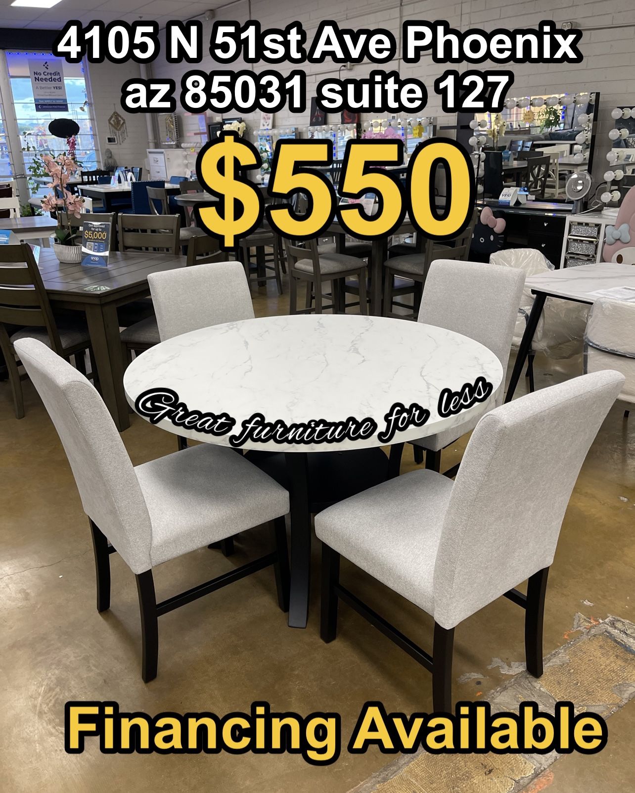 5 PCs Dining Table Set Include Round Table And 4 Chairs Brand New