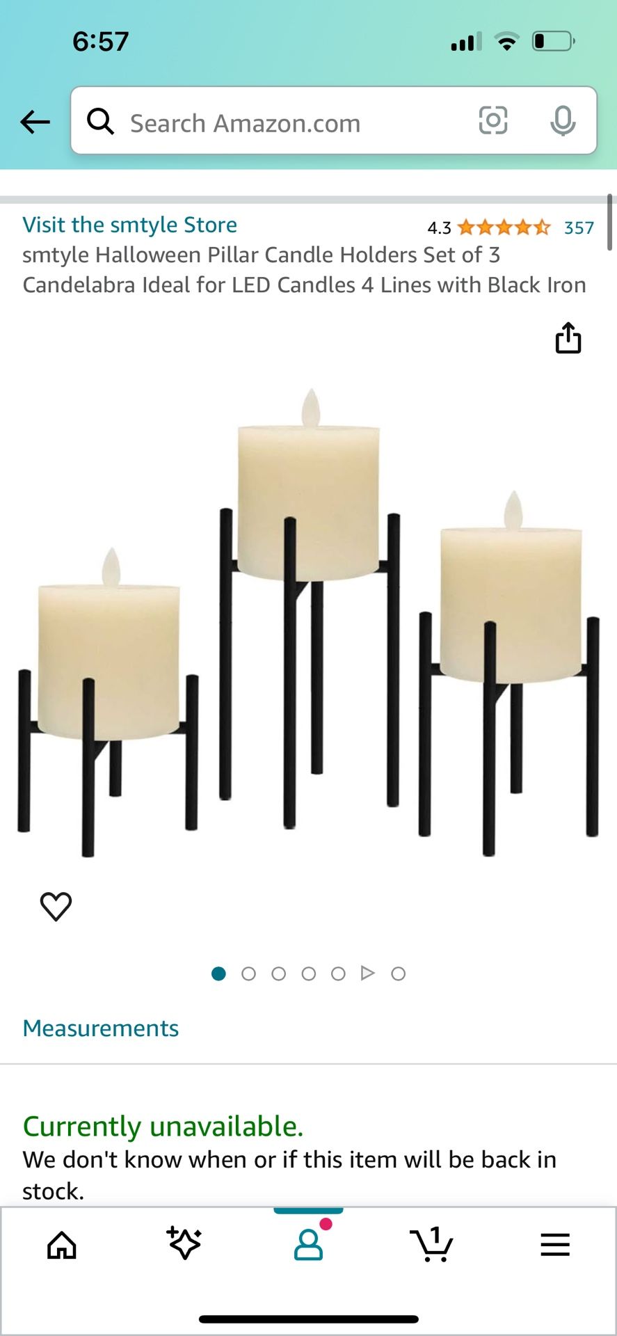 3x Pillar Candle Holders Set of 3 Candelabra Ideal for LED Candles 4 Lines with Black Iron