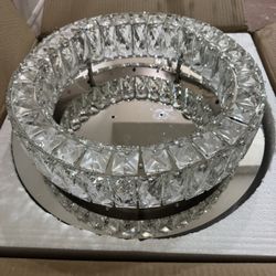Keighley 17.5 in. Integrated LED Chrome Flush Mount Ceiling Light Fixture with Crystal Shade