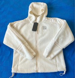 the Nike SKIMS Hooded Jacket in the Ecru/White colorway from the NikeSKIMS Sherpa collection. Oversized