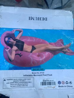 Inflatable Mermaid Pool Float, Summer, Beach, Water, Outdoors, Kids And Adults