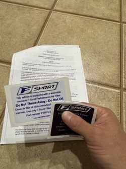 Lexus F Sport CARB Replacement Stickers