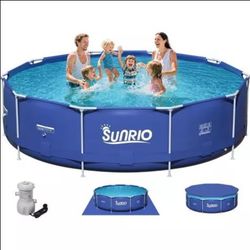 SUNRIO FRAME POOL 10 FT X 30 IN  WITH FILTER PUMP AND FLOOR COVER