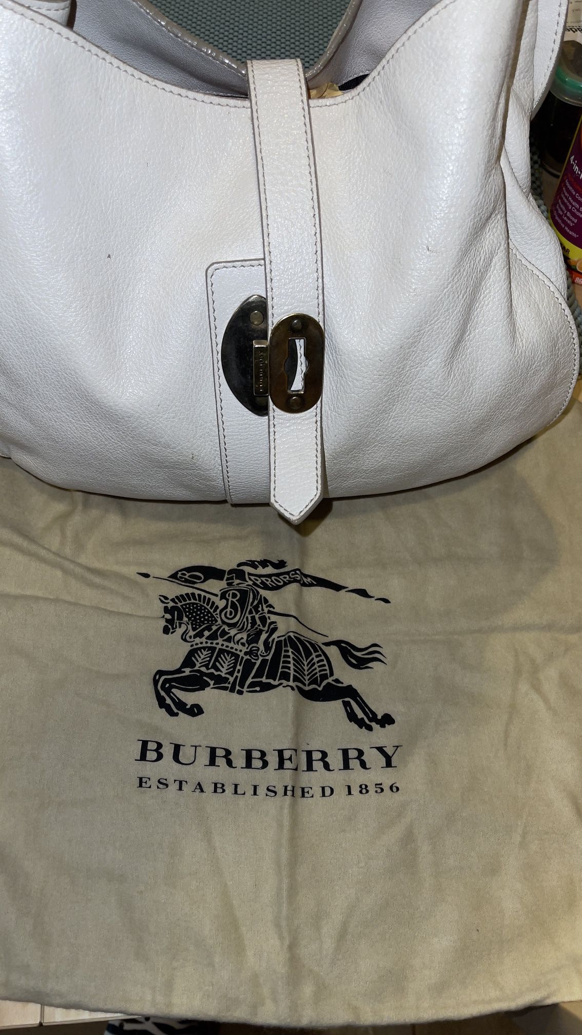 Authentic Burberry Leather Cream Color Bag