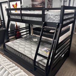 Bunk Bed Twin Over Full W/storage! $699 🖤⭐️