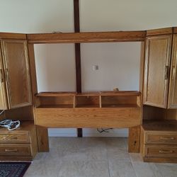 FREE - Oak Bedroom Headboard And Cabinet Set
