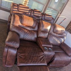 Sofas 3pc Leather Set Recliners 