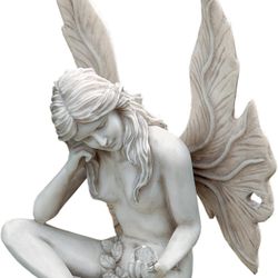Secret Garden Fairy Statue, 10 Inch, Polyresin, Antique Stone